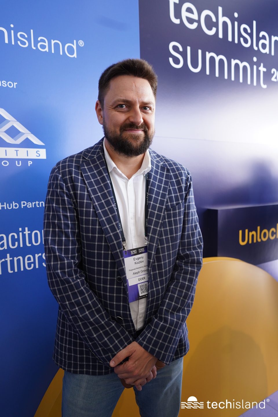 Evgeny Kozlov, Regional Marketing Manager at Aleph Group, at the TechIsland Summit